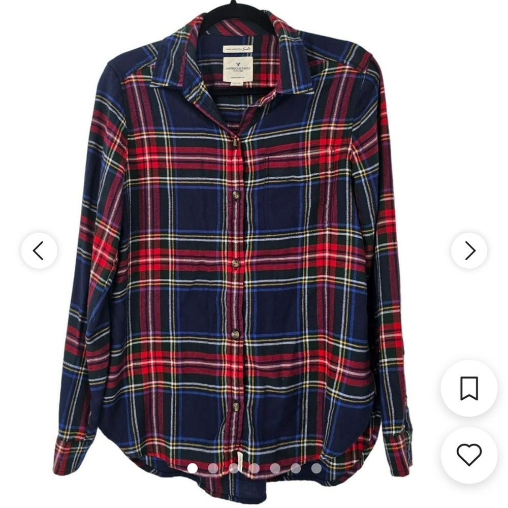 American Eagle Women's Plaid Red, Blue, & Green Flannel Shirt Size L